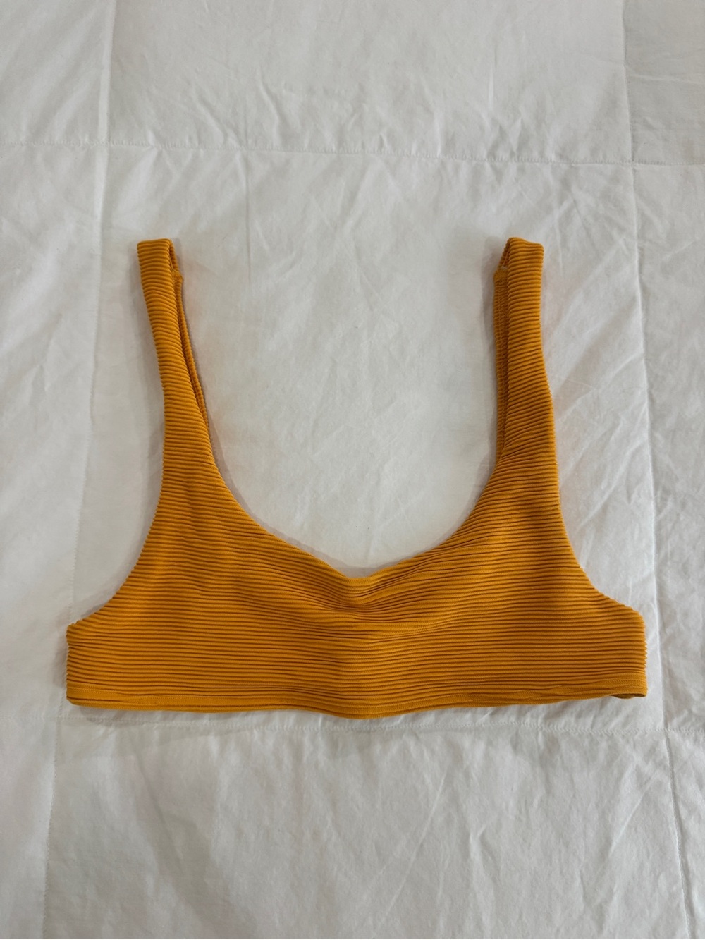 Aerie Mustard Orange Ribbed Plunge Bikini Swim Top